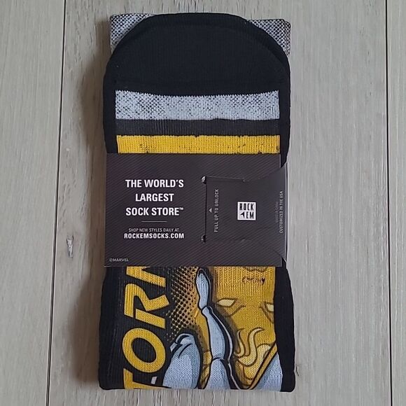 RockEm Marvel's Storm - Side plot Socks Size L in Black/yellow NWT - Picture 3 of 4